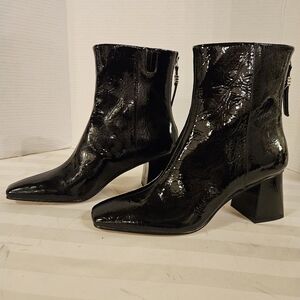 Black Patent Leather Ankle Boots